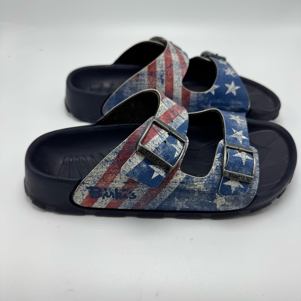 Birkis Birkenstock Patriotic Slide Sandals Size 38 US W 7/7.5 M 5/5.5 Comfort - Picture 2 of 12